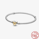 925 Silver Heart Snake Chain Bracelet, Dainty & Stylish Jewelry