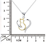 S925 Sterling Silver Cat Pendant Necklace with Crystal