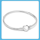 925 Silver Heart Clasp Chain Bracelet