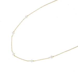 925 Silver Sideway Cross Pendant CZ Necklace