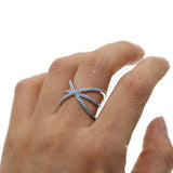 Turquoise Stone Double Criss Cross X Ring for Women