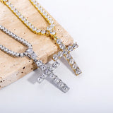 TOPFRILLZ Cross Pendant Necklace With 4mm Tennis Chain HipHop