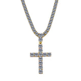 TOPFRILLZ Cross Pendant Necklace With 4mm Tennis Chain HipHop