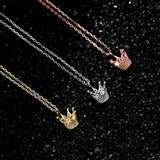 925 Sterling Silver Crown Pendant with Silver Ice Cubic Zirconia