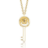 925 Silver Key Pendant Iced Zircon Necklace Women's Jewelry Gift