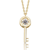 925 Silver Key Pendant Iced Zircon Necklace Women's Jewelry Gift
