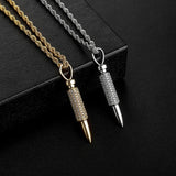 Bullet Pendant Necklace Iced CZ Plating Hip Hop Couple Jewelry