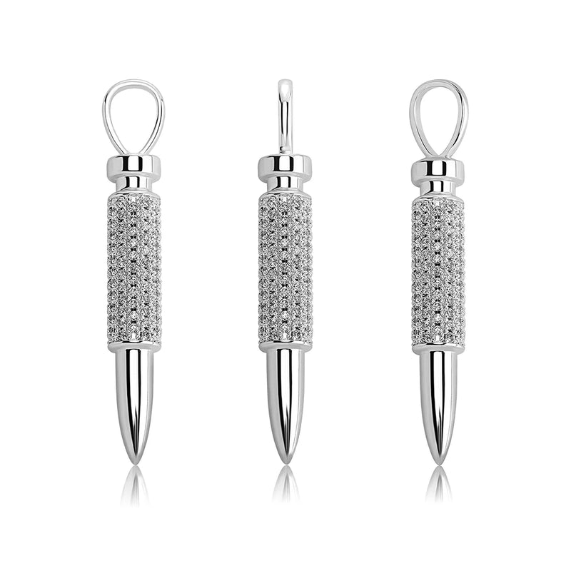 Bullet Pendant Necklace Iced CZ Plating Hip Hop Couple Jewelry