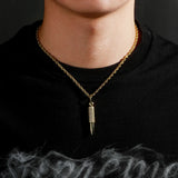 Bullet Pendant Necklace Iced CZ Plating Hip Hop Couple Jewelry