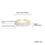 Cubic Zirconia Baguette Ring Opening Adjustable Ring Wedding Gift