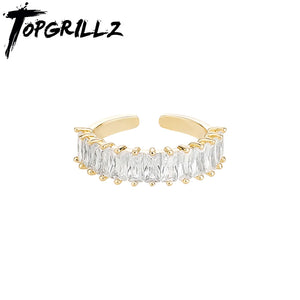 Cubic Zirconia Baguette Ring Opening Adjustable Ring Wedding Gift
