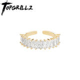 Cubic Zirconia Baguette Ring Opening Adjustable Ring Wedding Gift