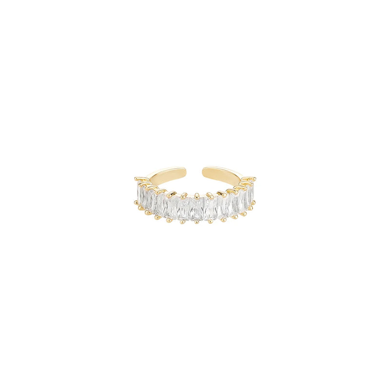 Cubic Zirconia Baguette Ring Opening Adjustable Ring Wedding Gift