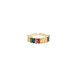 Cubic Zirconia Baguette Ring Opening Adjustable Ring Wedding Gift