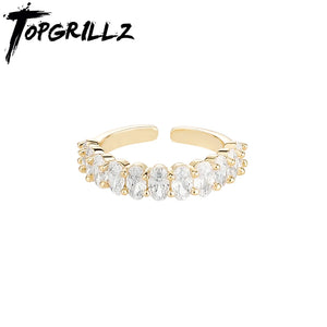 6mm CZ Couple Rings Opening Adjustable Wedding Gift
