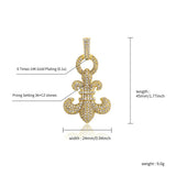 FLEUR-DE-LIS Pendant Micro Pave CZ Necklace Hip Hop Punk Couple Jewelry