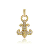 FLEUR-DE-LIS Pendant Micro Pave CZ Necklace Hip Hop Punk Couple Jewelry