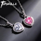 Heart Pendant Necklace High Bling Iced Out CZ Hip Hop Jewelry Gift