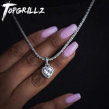 Heart Pendant Necklace High Bling Iced Out CZ Hip Hop Jewelry Gift