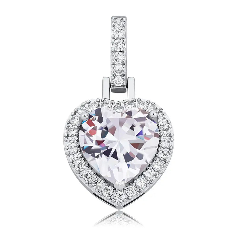 Heart Pendant Necklace High Bling Iced Out CZ Hip Hop Jewelry Gift