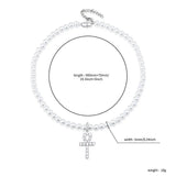 Pearl Necklace with CZ Letter Pendant Hiphop Charm Jewelry