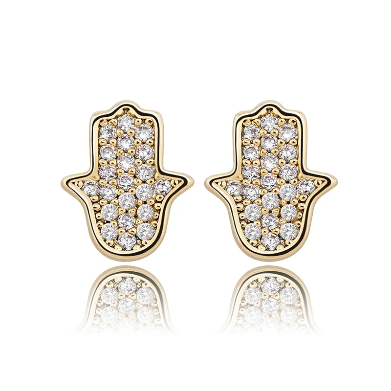 925 Silver CZ Flower Stud Earring Hip Hop Women Sterling Silver Jewelry