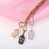 925 Silver Mask Pendant with Iced Zircon Hip-hop Jewelry