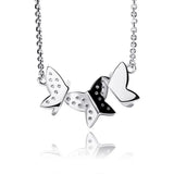 925 Silver Butterfly Pendant Ice Crystal Zircon Necklace Charm