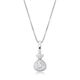 925 Silver Money Bag Pendant Iced Out CZ Hip Hop Jewelry