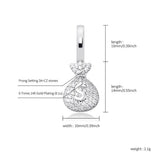 925 Silver Money Bag Pendant Iced Out CZ Hip Hop Jewelry