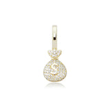 925 Silver Money Bag Pendant Iced Out CZ Hip Hop Jewelry