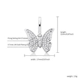 925 Silver Butterfly Pendant CZ Hip Hop Jewelry Gift Women