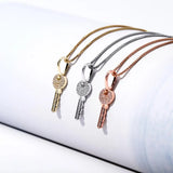 925 Silver Key Pendant Iced Zircon Necklace for Women