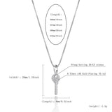 925 Silver Key Pendant Iced Zircon Necklace for Women