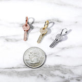 925 Silver Key Pendant Iced Zircon Necklace for Women