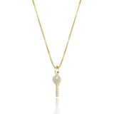 925 Silver Key Pendant Iced Zircon Necklace for Women