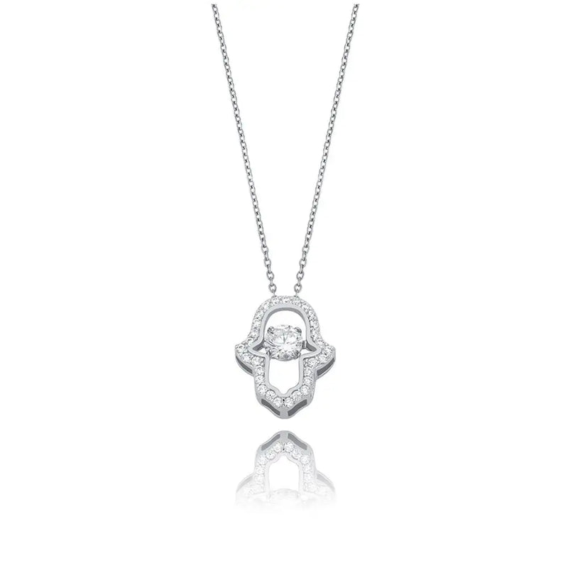 925 Silver Palm Pendant Necklace Iced Zircon Charm Jewelry