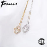 925 Silver Palm Pendant Necklace Iced Zircon Charm Jewelry