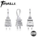 925 Silver Plug 3D CZ Pendant High Hip Hop Jewelry Gift Women