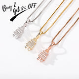925 Silver Plug 3D CZ Pendant High Hip Hop Jewelry Gift Women