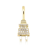 925 Silver Plug 3D CZ Pendant High Hip Hop Jewelry Gift Women