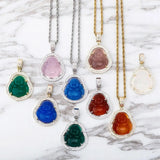 Buddha Pendant Cubic Zirconia Necklace Hip Hop Jewelry Gift