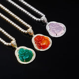 Buddha Pendant Cubic Zirconia Necklace Hip Hop Jewelry Gift