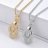 Boxing Gloves Pendant Necklace Iced CZ Men's Hip Hop Jewelry
