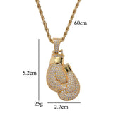 Boxing Gloves Pendant Necklace Iced CZ Men's Hip Hop Jewelry