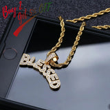 BLESSED Pendant Necklace Hip Hop Iced Out Cubic Zircon Jewelry