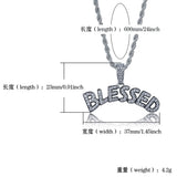 BLESSED Pendant Necklace Hip Hop Iced Out Cubic Zircon Jewelry