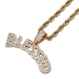 BLESSED Pendant Necklace Hip Hop Iced Out Cubic Zircon Jewelry