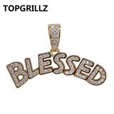 BLESSED Pendant Necklace Hip Hop Iced Out Cubic Zircon Jewelry