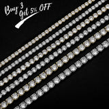 Micro Tennis Necklace 2.5-5mm Iced CZ Chain w/ Clasp Hip Hop Jewelry